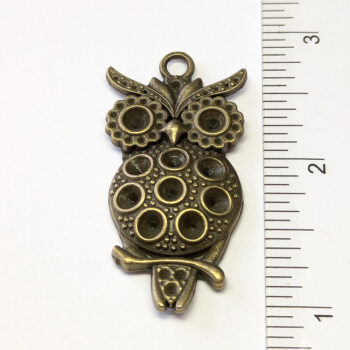 Large Owl Pendant with Circles Antique Bronze - Image 2