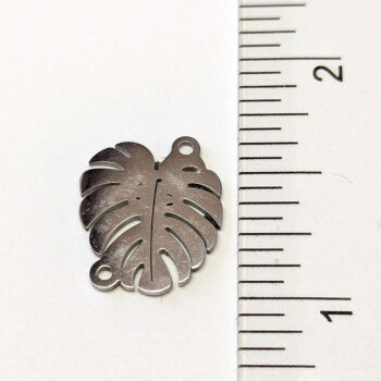 Stainless Steel Monstera Leaf Connector Charm Silver - Image 2