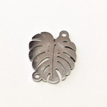 Stainless Steel Monstera Leaf Connector Charm Silver