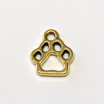 Dog Hollow Paw Print Charm Antique Gold