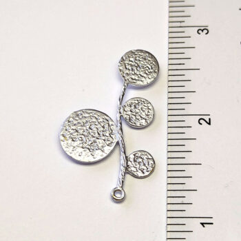 Modern Hammered Circles Connector / Pendant Silver - Image 2