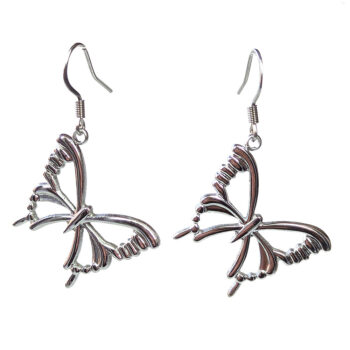 Stainless Steel Hollow Angle Butterfly Silver Earrings