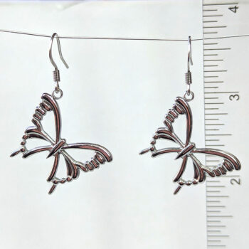 Stainless Steel Hollow Angle Butterfly Silver Earrings - Image 2