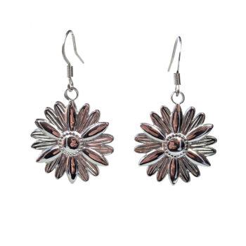 Stainless Steel Daisy Flower Silver Earrings