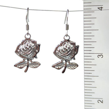 Stainless Steel Rose Flower Silver Earrings - Image 2