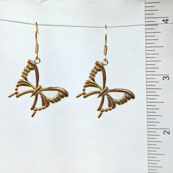 Stainless Steel Hollow Angle Butterfly Gold Earrings - Image 2