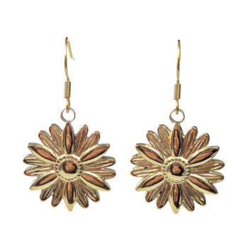 Stainless Steel Daisy Flower Gold Earrings