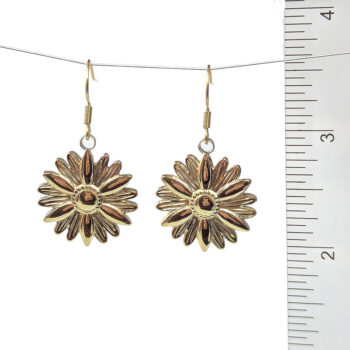 Stainless Steel Daisy Flower Gold Earrings - Image 2