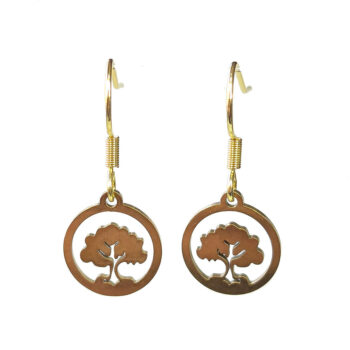 Stainless Steel Delicate Hollow Tree Hoop Gold Earrings