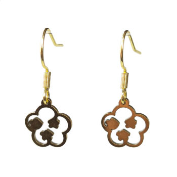 Stainless Steel Delicate Hollow Flower with Flowers Gold Earrings