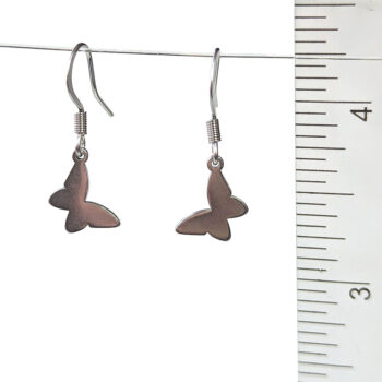 Stainless Steel Delicate Solid Angle Butterfly Silver Earrings - Image 2