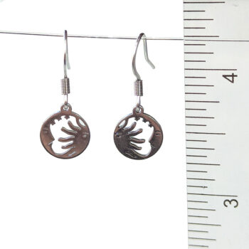 Stainless Steel Delicate Sun Moon Hoop Silver Earrings - Image 2