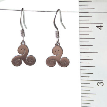 Stainless Steel Delicate Modern Triple Swirl Silver Earrings - Image 2