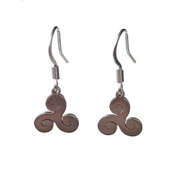 Stainless Steel Delicate Modern Triple Swirl Silver Earrings