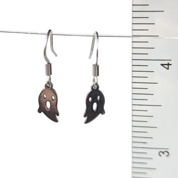 Stainless Steel Delicate Halloween Ghost Silver Earrings - Image 2