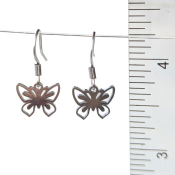 Stainless Steel Delicate Hollow Butterfly Silver Earrings - Image 2