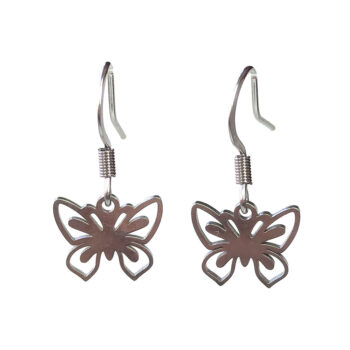 Stainless Steel Delicate Hollow Butterfly Silver Earrings