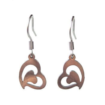 Stainless Steel Hollow Double Angle Heart Silver Earrings