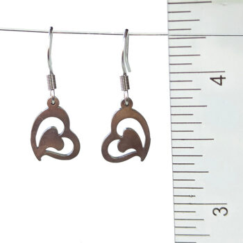 Stainless Steel Hollow Double Angle Heart Silver Earrings - Image 2