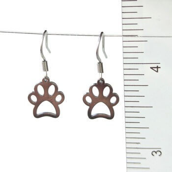 Stainless Steel Delicate Hollow Dog Paw Silver Earrings - Image 2