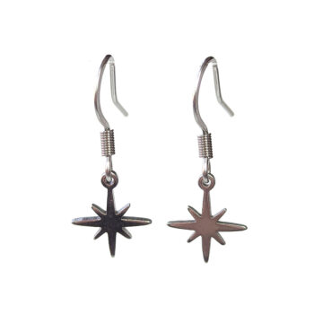 Stainless Steel Delicate Eight Pointed Star Silver Earrings