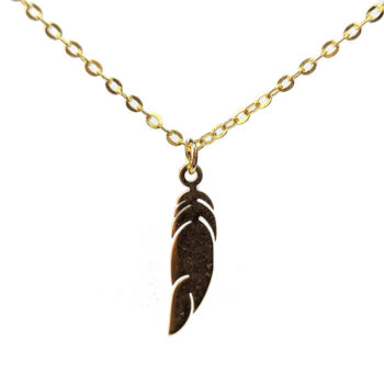 Stainless Steel Solid Leaf Feather Gold Necklace