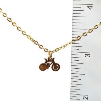 Stainless Steel Delicate Bicycle Bike Gold Necklace - Image 3