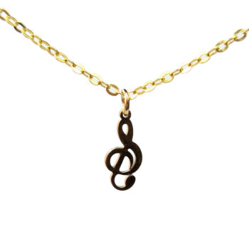 Stainless Steel Delicate Musical Note Treble Clef Gold Necklace