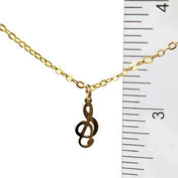 Stainless Steel Delicate Musical Note Treble Clef Gold Necklace - Image 3