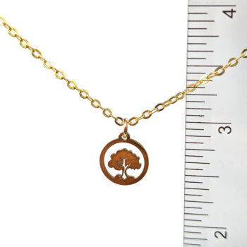 Stainless Steel Delicate Hollow Tree Hoop Necklace Gold - Image 3