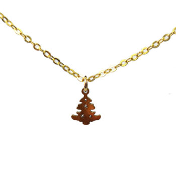 Stainless Steel Delicate Christmas Tree Gold Necklace