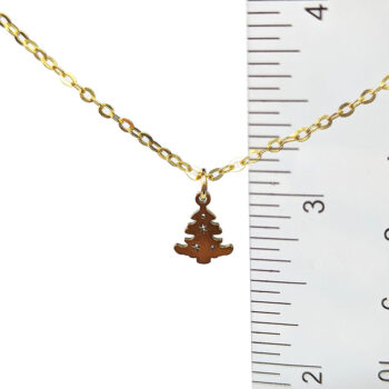 Stainless Steel Delicate Christmas Tree Gold Necklace - Image 3