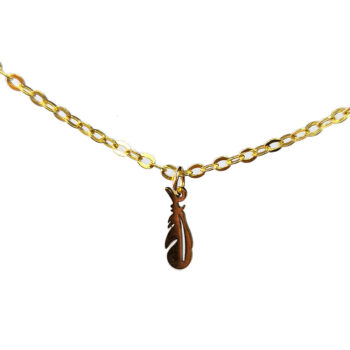 Stainless Steel Delicate Hollow Feather Gold Necklace