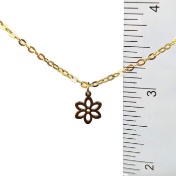 Stainless Steel Delicate Hollow Six Petals Flower Gold Necklace - Image 2