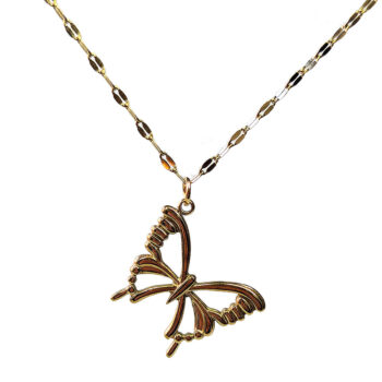 Stainless Steel Hollow Angle Butterfly Gold Necklace - Image 2