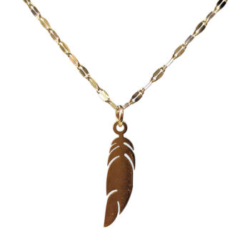 Stainless Steel Solid Leaf Feather Gold Necklace - Image 3