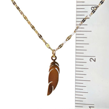 Stainless Steel Solid Leaf Feather Gold Necklace - Image 2