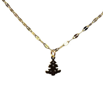 Stainless Steel Delicate Christmas Tree Gold Necklace - Image 2