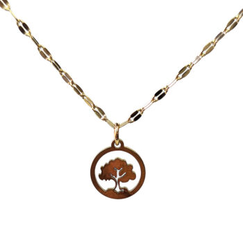 Stainless Steel Delicate Hollow Tree Hoop Necklace Gold - Image 2