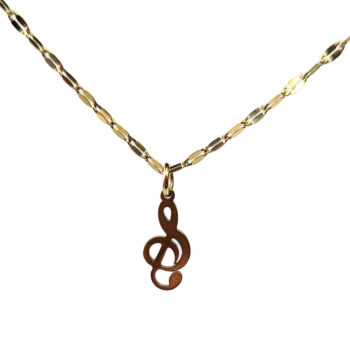 Stainless Steel Delicate Musical Note Treble Clef Gold Necklace - Image 2