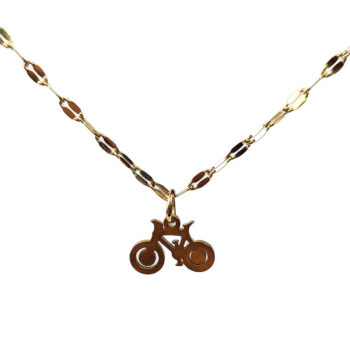 Stainless Steel Delicate Bicycle Bike Gold Necklace - Image 2