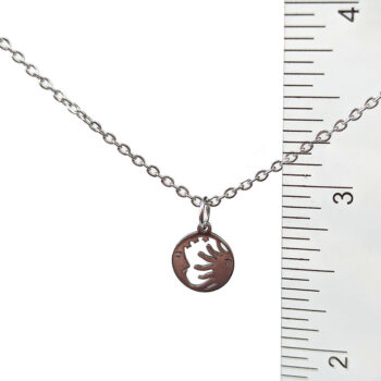 Stainless Steel Delicate Sun Moon Hoop Silver Necklace - Image 2