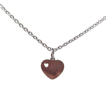 Stainless Steel Delicate LOVE Heart Silver Necklace