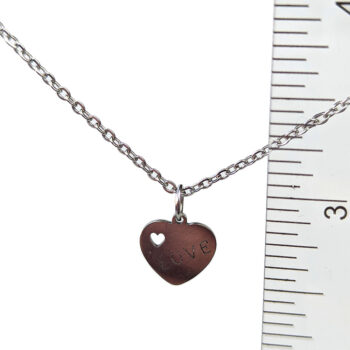 Stainless Steel Delicate LOVE Heart Silver Necklace - Image 2