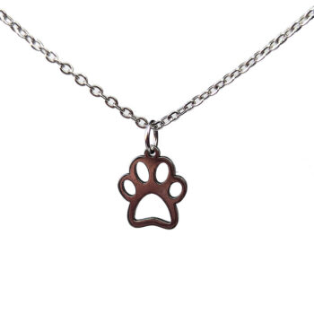 Stainless Steel Delicate Hollow Dog Paw Silver Necklace