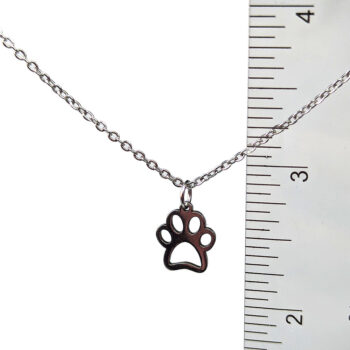 Stainless Steel Delicate Hollow Dog Paw Silver Necklace - Image 2