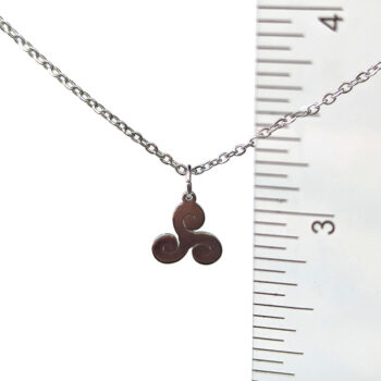 Stainless Steel Delicate Modern Triple Swirl Silver Necklace - Image 2