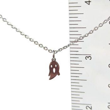 Stainless Steel Delicate Halloween Ghost Silver Necklace - Image 2