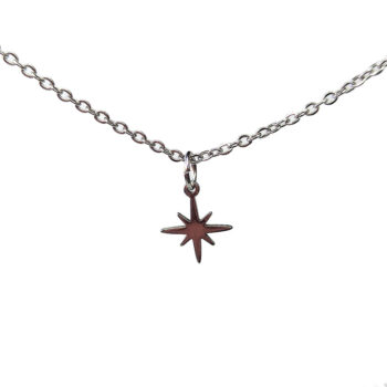 Stainless Steel Delicate Eight Pointed Star Silver Necklace