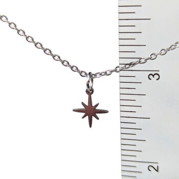 Stainless Steel Delicate Eight Pointed Star Silver Necklace - Image 2